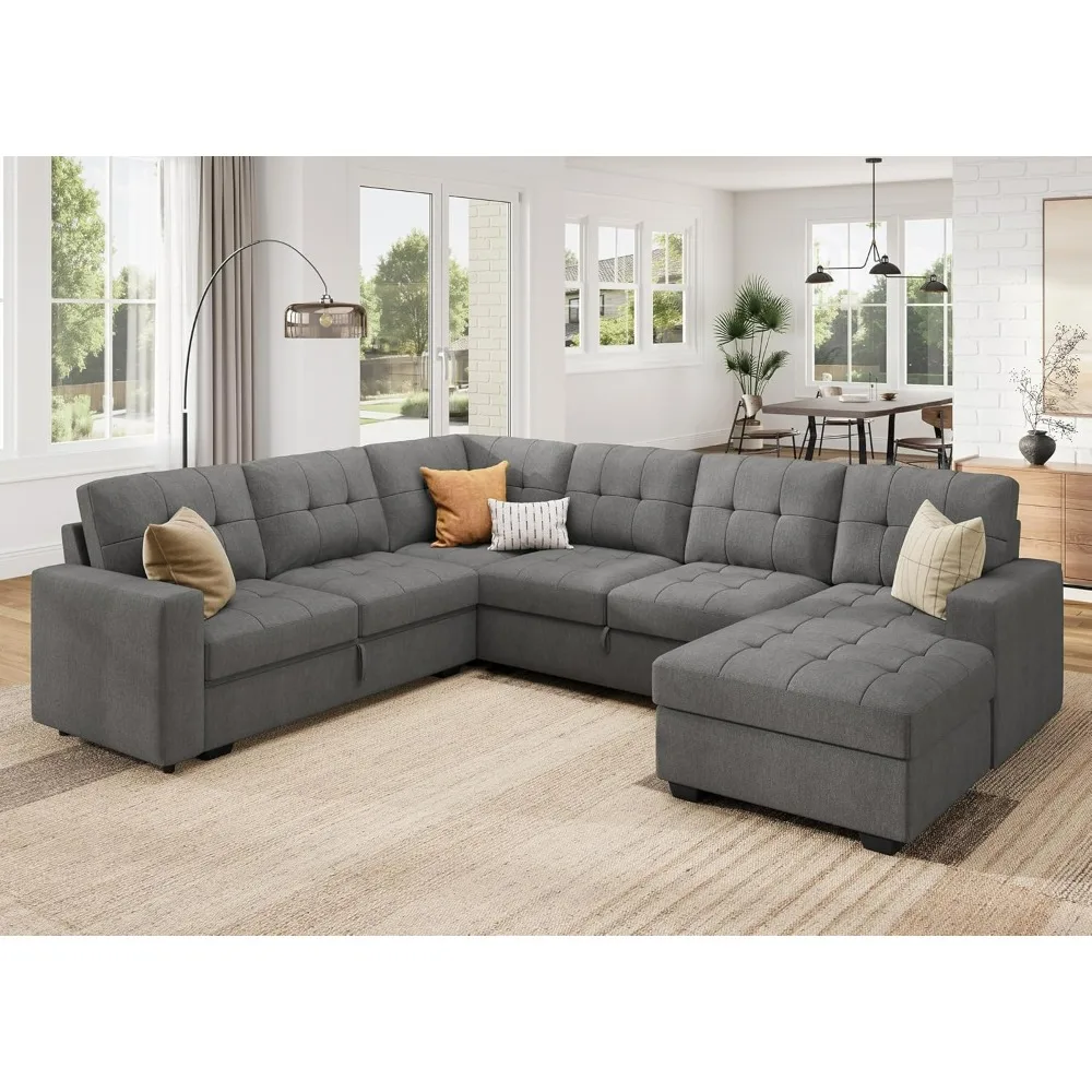 Sleeper Sofa Bed with Storage Chaise, Sectional Couch with Pull Out Bed, U Shaped Sectional Sleeper Sofa Couch, Grey
Sleeper Sofa Bed with Storage Chaise, Sectional Couch with Pull Out Bed, U Shaped Sectional Sleeper Sofa Couch, Grey