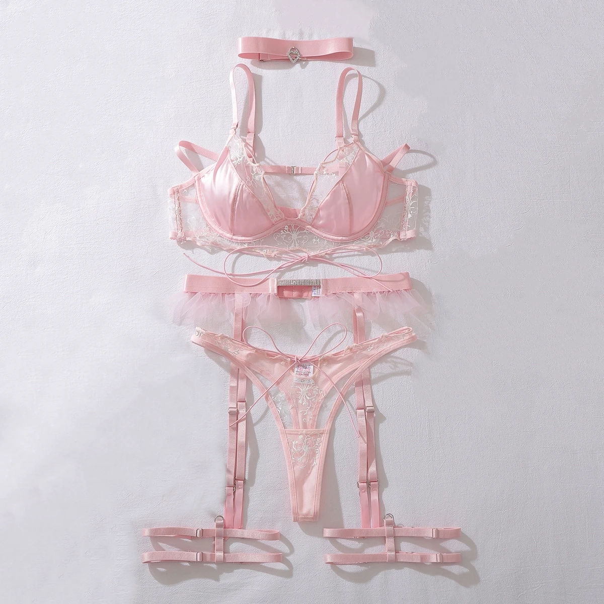 French Sexy Embroidery Bandage Openwork Lingerie Women Sheer Lace Split Bra and Panty Set Lady Sweet See Through Mesh Underwear
French Sexy Embroidery Bandage Openwork Lingerie Women Sheer Lace Split Bra and Panty Set Lady Sweet See Through Mesh Underwear
