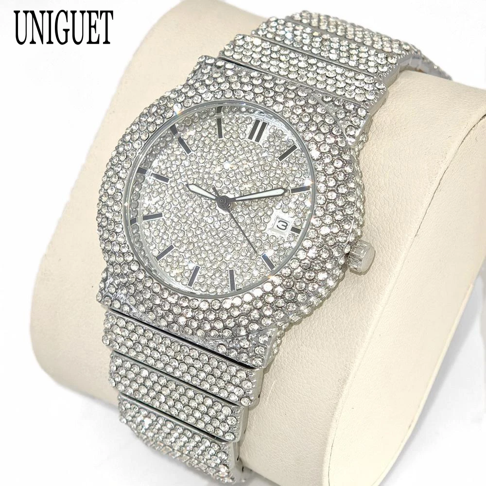 Hot Fashion Ice Out Watch For Men Luxury Brand UNIGUET Hip Hop Full Diamond shiny Jewelry Quartz Wristwatch Male Dropshipping
Hot Fashion Ice Out Watch For Men Luxury Brand UNIGUET Hip Hop Full Diamond shiny Jewelry Quartz Wristwatch Male Dropshipping