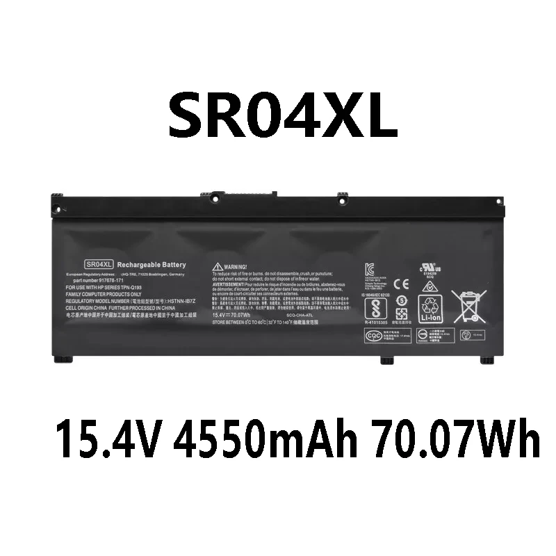 SR04XL 15.4V 4550mAh 70.07Wh Laptop Battery for HP 15-CE 15-CE011DX HSTNN-IB7Z 917724-855
SR04XL 15.4V 4550mAh 70.07Wh Laptop Battery for HP 15-CE 15-CE011DX HSTNN-IB7Z 917724-855