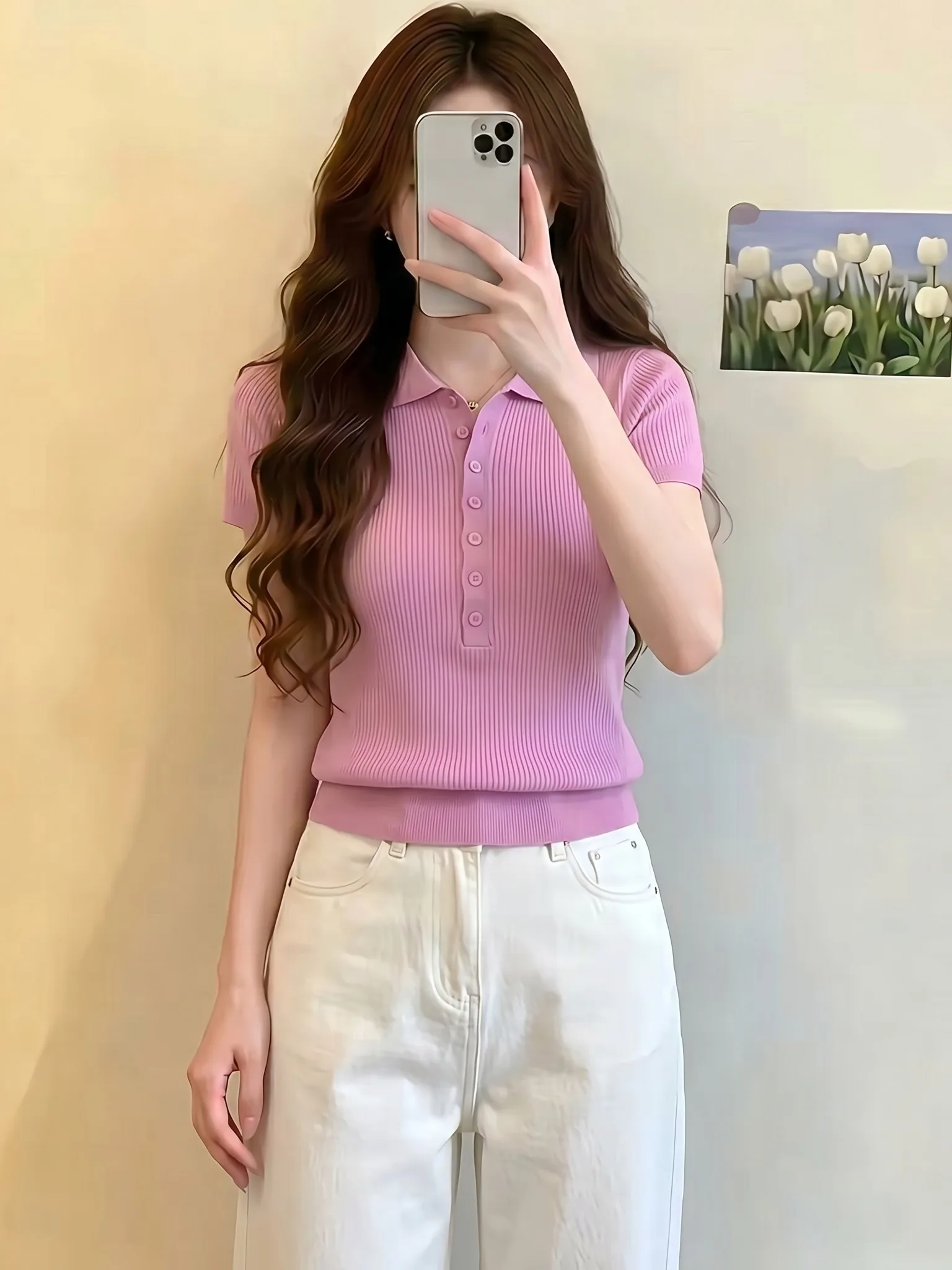 Summer New Style Women's Slim Fit Knitted Top Short Sleeve Commute Fashion Versatile Shoulder Padded T-Shirt Korean Version
Summer New Style Women's Slim Fit Knitted Top Short Sleeve Commute Fashion Versatile Shoulder Padded T-Shirt Korean Version