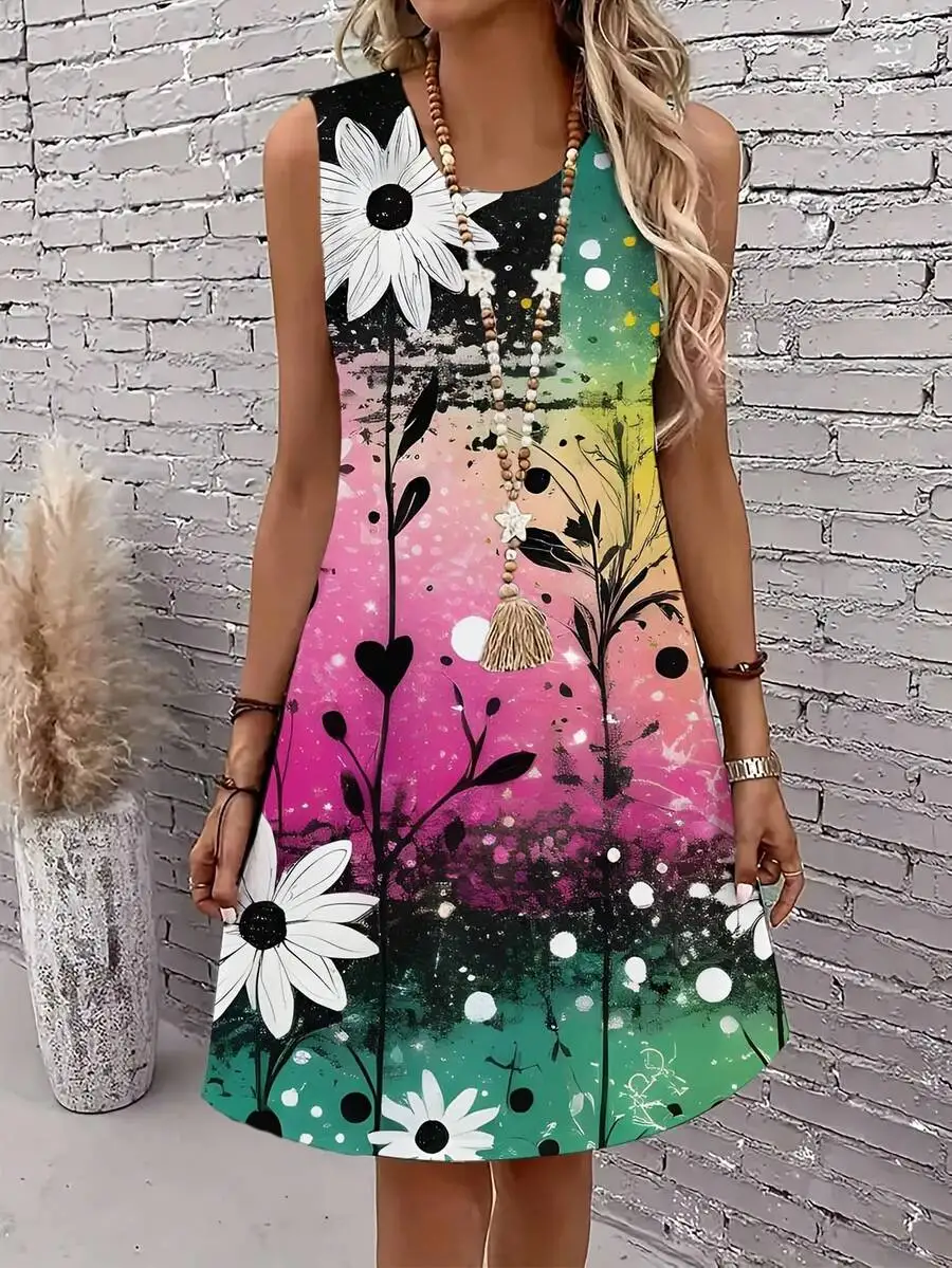 Floral Daisy Print Colorful Gradient Sleeveless Round Neck Dress For Women Summer Casual Beach
Floral Daisy Print Colorful Gradient Sleeveless Round Neck Dress For Women Summer Casual Beach