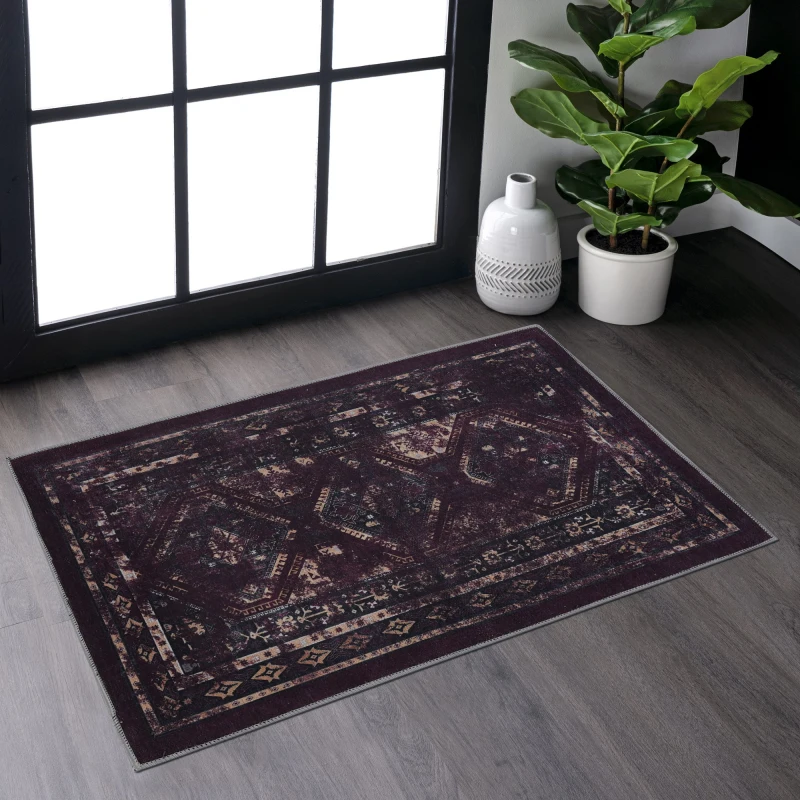 NAAR MAVAL Black Washable Rug 2' x 3' Doormat Rug (Black+Burgundy, 2' x 3')
NAAR MAVAL Black Washable Rug 2' x 3' Doormat Rug (Black+Burgundy, 2' x 3')