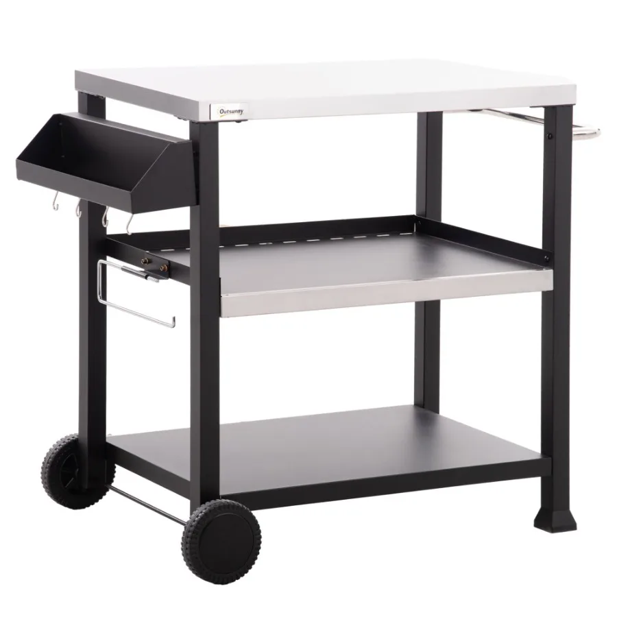 ThreeShelf Outdoor Grill Cart with Stainless Steel Tabletop Side Handle 32 x 20.5 Multifunctional Pizza Oven Stand Movable Foo
ThreeShelf Outdoor Grill Cart with Stainless Steel Tabletop Side Handle 32 x 20.5 Multifunctional Pizza Oven Stand Movable Foo