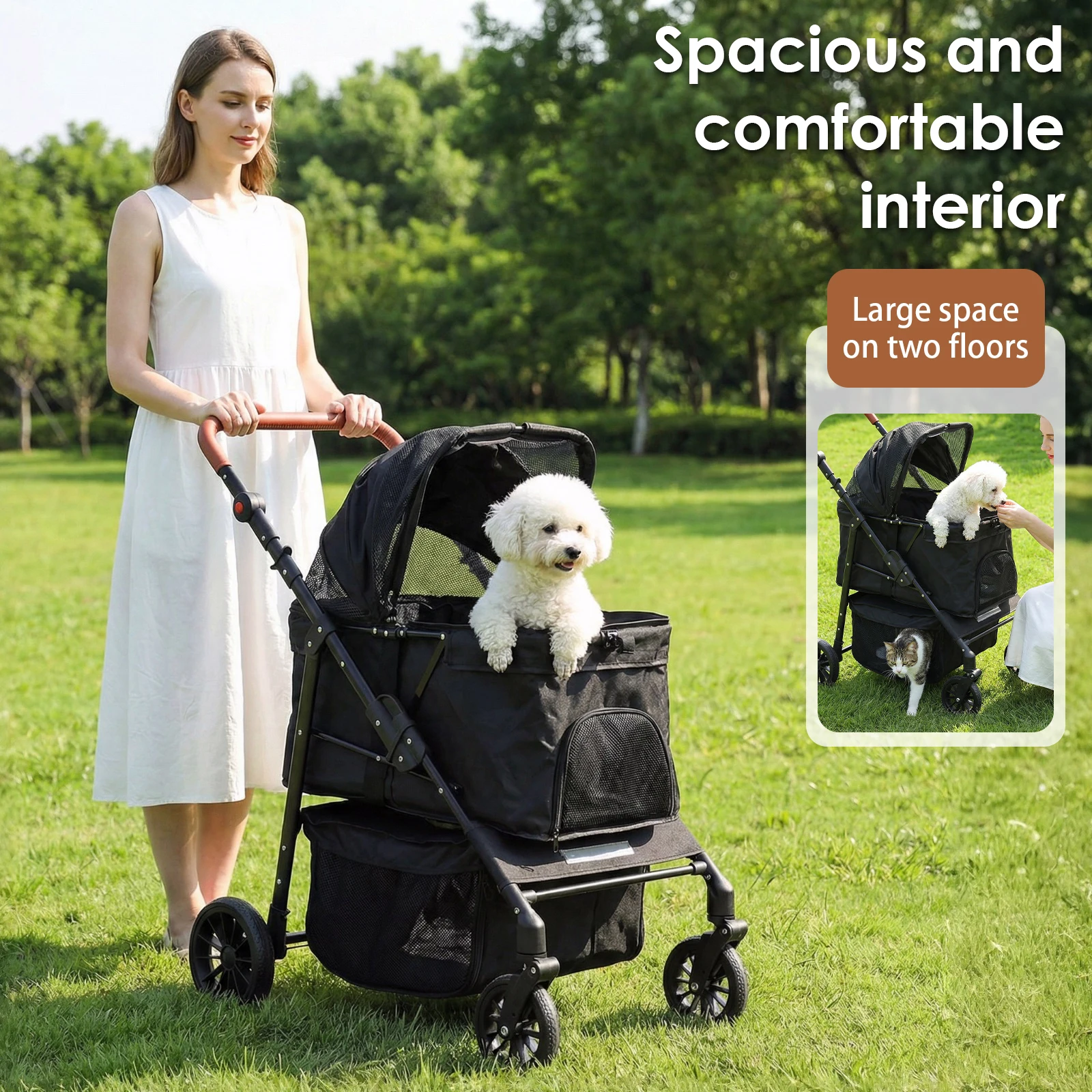 Smooth-Ride Dog Stroller Removable Cushion & Reflective Strips Foldable Travel Jogger Adjustable Handle for Small & Medium Dogs
Smooth-Ride Dog Stroller Removable Cushion & Reflective Strips Foldable Travel Jogger Adjustable Handle for Small & Medium Dogs