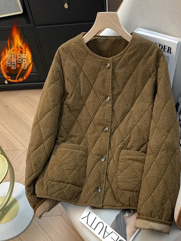 Corduroy Jaet Women's Autumn Winter Loose Fit round Ne Versatile Warm Cotton Coat Comfortable Casual Street Sle
Corduroy Jaet Women's Autumn Winter Loose Fit round Ne Versatile Warm Cotton Coat Comfortable Casual Street Sle