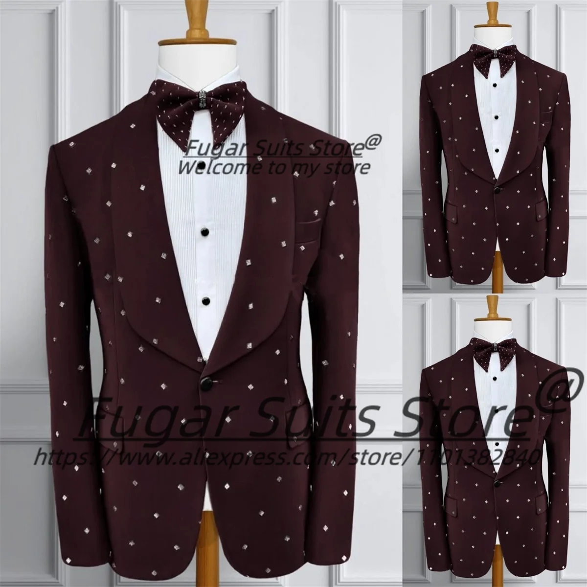 Customized Fashion Burgundy Men's Suits Luxurious Beading Evening Dinner Groom Wedding Tuxedos 2 Pieces Sets Costume Homme
Customized Fashion Burgundy Men's Suits Luxurious Beading Evening Dinner Groom Wedding Tuxedos 2 Pieces Sets Costume Homme