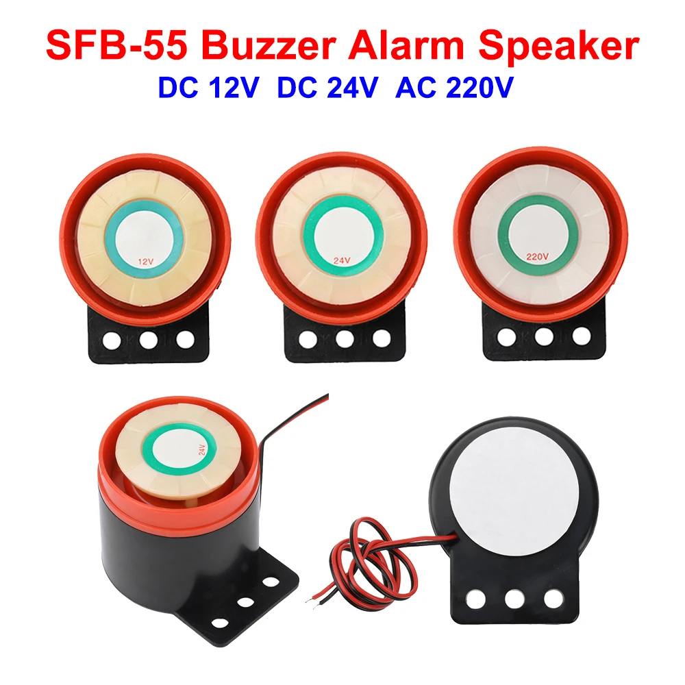 DC 12V/24V AC 220V SFB-55 High Decibel Active Buzzer Security Alarm Speaker Leaded Alarm Sound Signaler Audio DIY Electronic
DC 12V/24V AC 220V SFB-55 High Decibel Active Buzzer Security Alarm Speaker Leaded Alarm Sound Signaler Audio DIY Electronic