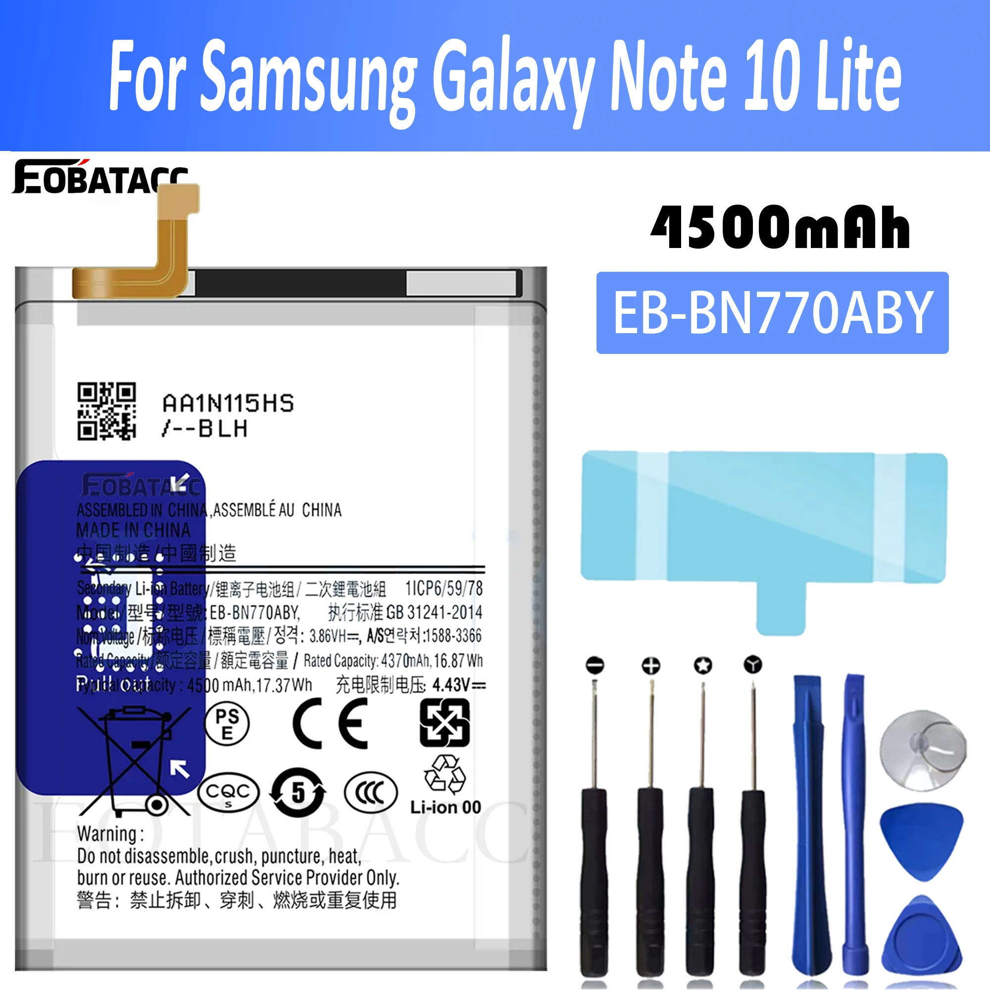 EOTABACC EB-BN770ABY Battery For Samsung Galaxy Note10 Lite Note 10 Lite Replacement Phone Battery 4500mAh+Free Tools
EOTABACC EB-BN770ABY Battery For Samsung Galaxy Note10 Lite Note 10 Lite Replacement Phone Battery 4500mAh+Free Tools