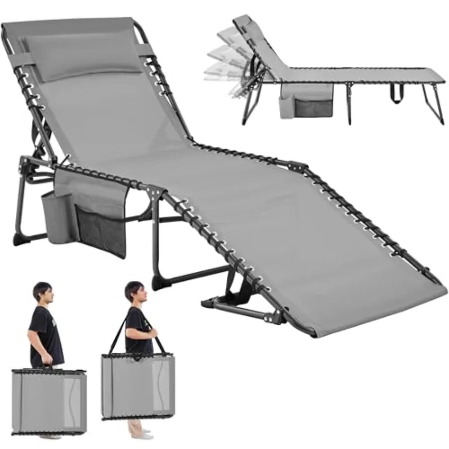 26.4" Outdoor Folding Tanning Chair, Chaise Lounge Chairs with 5 Back Position Adjustable, Extended Portable Lounger for Beach,
26.4" Outdoor Folding Tanning Chair, Chaise Lounge Chairs with 5 Back Position Adjustable, Extended Portable Lounger for Beach,
