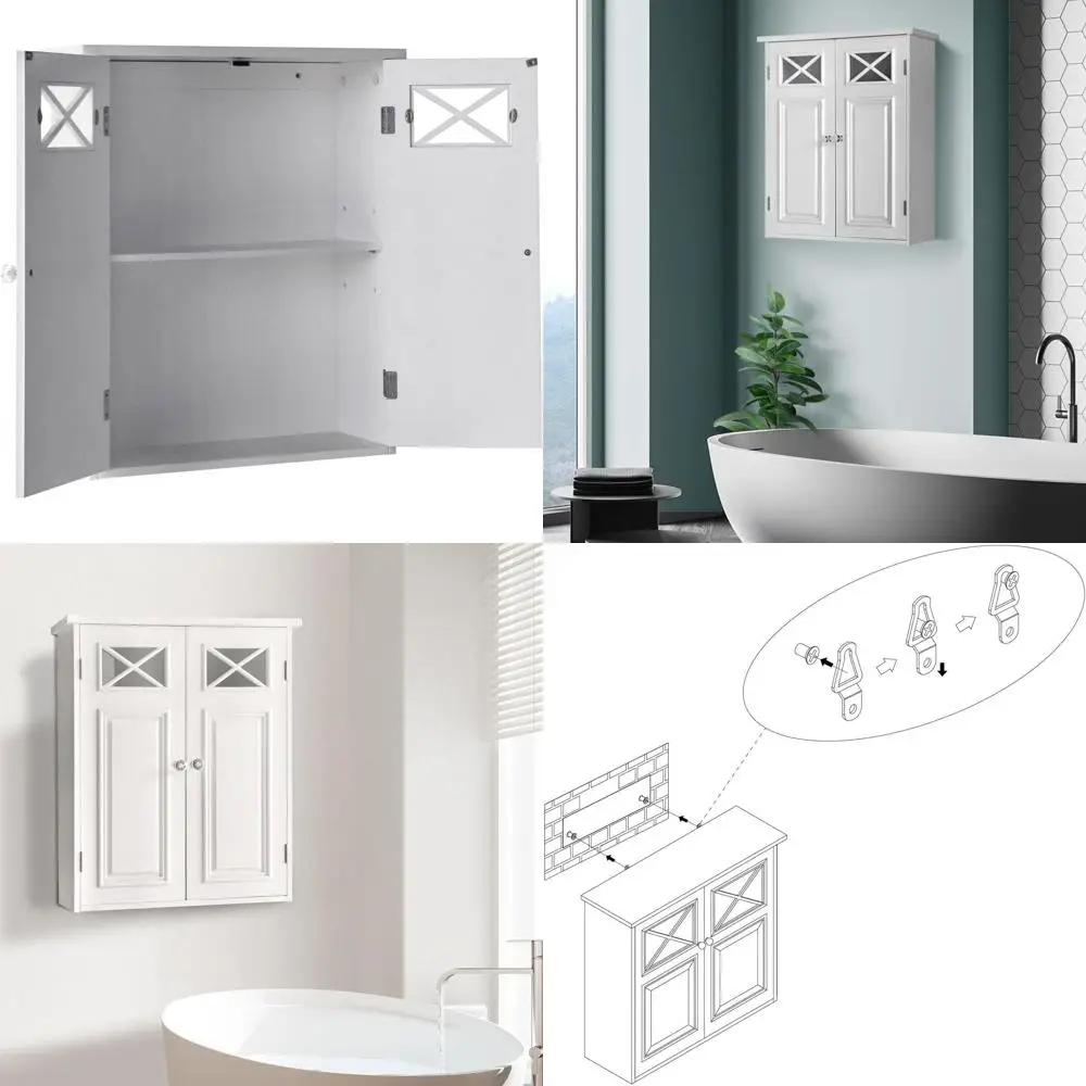 Over-the-Toilet Removable Wall Medicine Cabinet with Adjustable Shelf, 2 Storage Spaces, Crystal Knobs, White
Over-the-Toilet Removable Wall Medicine Cabinet with Adjustable Shelf, 2 Storage Spaces, Crystal Knobs, White
