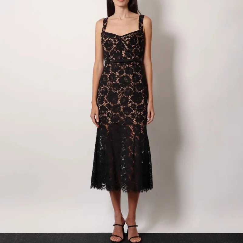 Summer 2025 Women's Sexy Strap Lace High Waist Fish Tail Dress Y2K High Quality Classic Black Pattern Retro Long Skirt
Summer 2025 Women's Sexy Strap Lace High Waist Fish Tail Dress Y2K High Quality Classic Black Pattern Retro Long Skirt