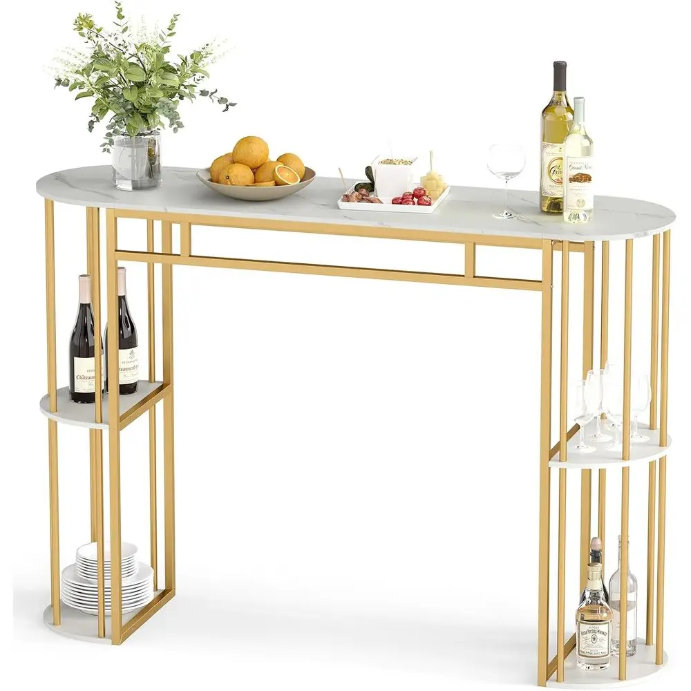Bar Table, 60-Inch Long Pub Recular High Top Pub Table with 4 Storage Shelves and aux Marble Tabletop, Bar Height Breakast Dinin
Bar Table, 60-Inch Long Pub Recular High Top Pub Table with 4 Storage Shelves and aux Marble Tabletop, Bar Height Breakast Dinin