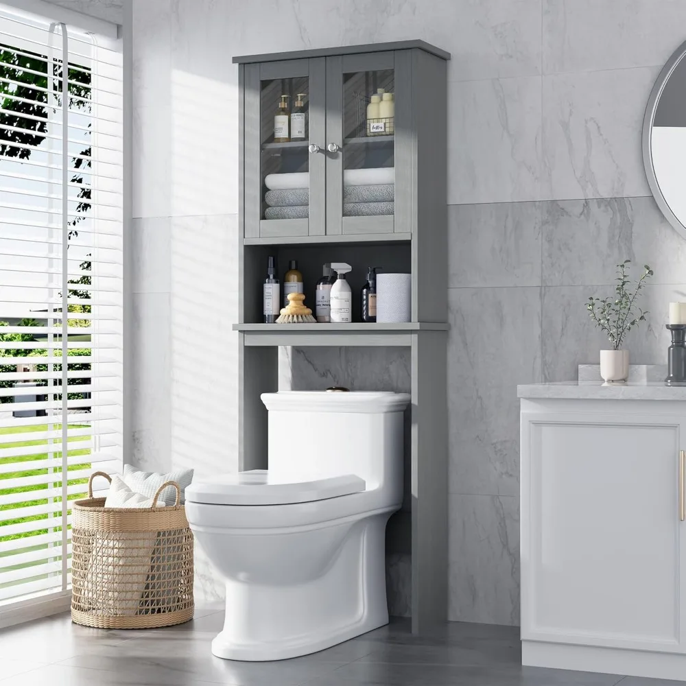 Over The Toilet Storage Cabinet, Bathroom Storage Organizer Over Toilet with Glass Doors, Over Toilet Cabinet for Bathroom
Over The Toilet Storage Cabinet, Bathroom Storage Organizer Over Toilet with Glass Doors, Over Toilet Cabinet for Bathroom