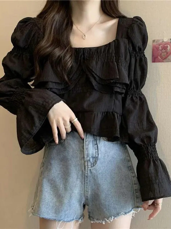 French Temperament Black Shirt Women's Spring New Unique Chi Sweet Style Waist-Cinching Bubble Sleeve Polyester Long Sleeve S...
French Temperament Black Shirt Women's Spring New Unique Chi Sweet Style Waist-Cinching Bubble Sleeve Polyester Long Sleeve S...