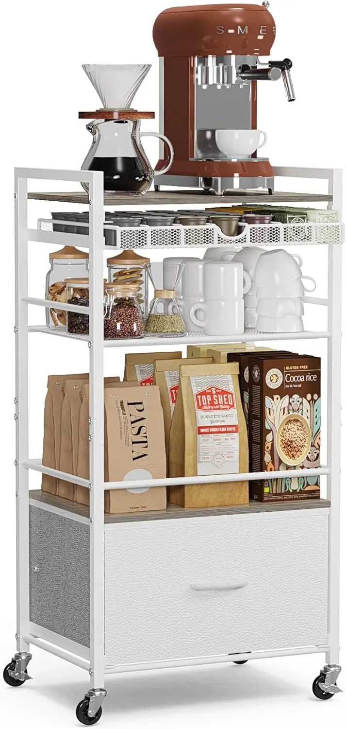 5-Tier Coffee Bar Cabinet with Storage, Rolling Cart on Wheels, 33.6" H Sideboard for Home Kitchen Liquor Buffet (Modern White)
5-Tier Coffee Bar Cabinet with Storage, Rolling Cart on Wheels, 33.6" H Sideboard for Home Kitchen Liquor Buffet (Modern White)