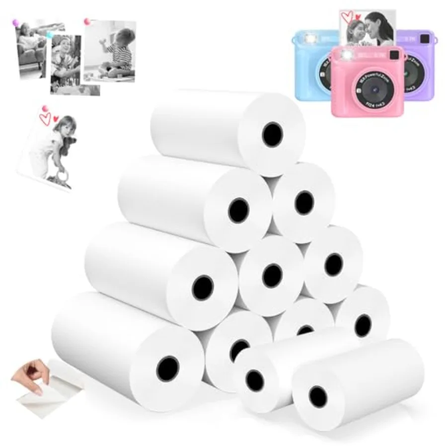 12 Rolls Mini Thermal Printer Sticker Paper, Instant Camera Refill Print Paper, HD Thermal Paper for Most Instant Camera White-
12 Rolls Mini Thermal Printer Sticker Paper, Instant Camera Refill Print Paper, HD Thermal Paper for Most Instant Camera White-