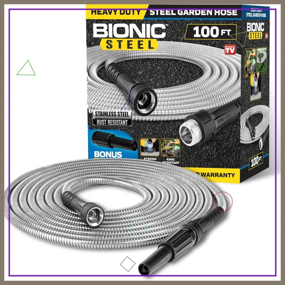 Садовый шланг из нержавеющей стали длиной 100 футов с насадкой-распылителем, сверхмощный водяной шланг без ударов для домашнего и садового использования
Садовый шланг из нержавеющей стали длиной 100 футов с насадкой-распылителем, сверхмощный водяной шланг без ударов для домашнего и садового использования