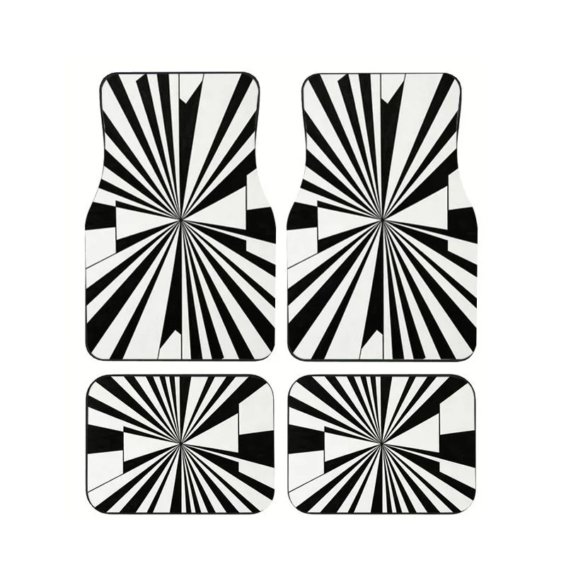 Black White Sunburst Pattern Car Floor Mats 4pcs Bold Geometric Style Universal Auto Foot Mat Non-slip Wear-resistant Car Carpet
Black White Sunburst Pattern Car Floor Mats 4pcs Bold Geometric Style Universal Auto Foot Mat Non-slip Wear-resistant Car Carpet