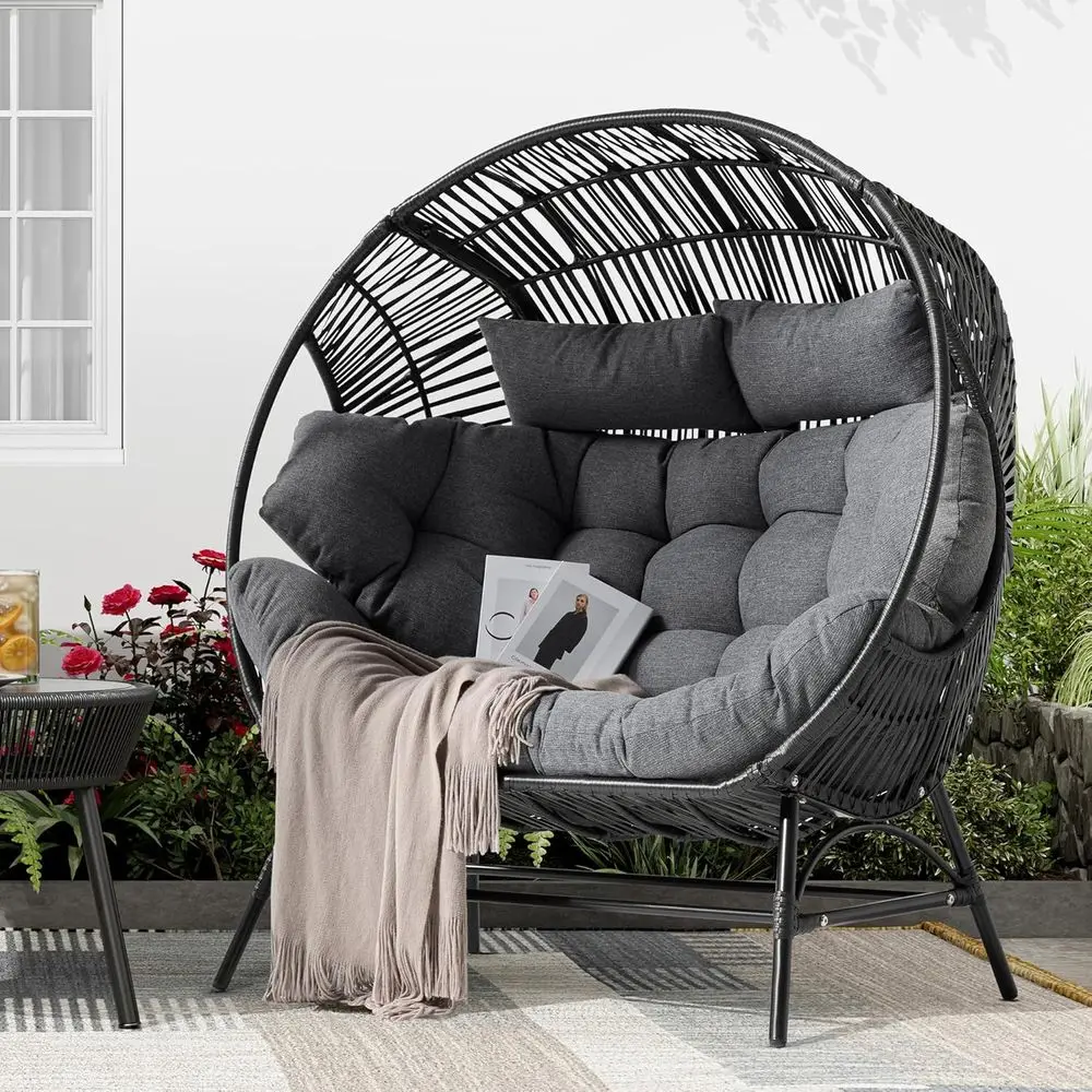 Indoor/Outdoor Double Wicker Egg Chair with Cushions, 680lbs Capacity, Gray
Indoor/Outdoor Double Wicker Egg Chair with Cushions, 680lbs Capacity, Gray