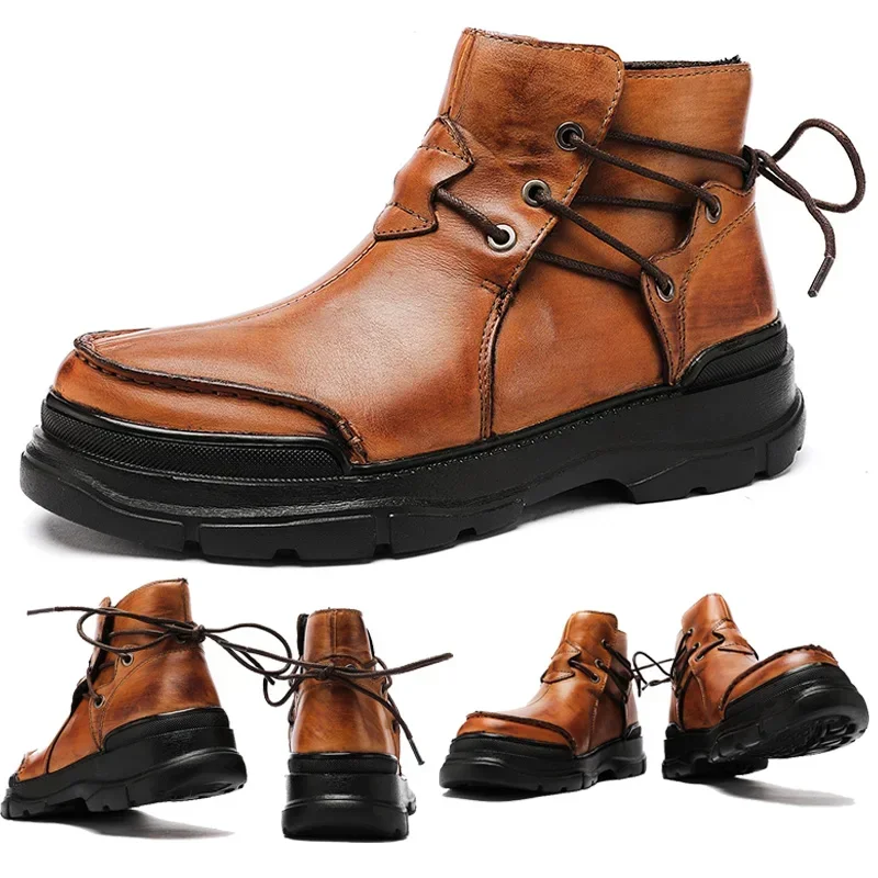 New Genuine Leather Motorcycle Ankle Boots Round-top Men Casual Dress Shoes Punk Western Cowboy Boots Male Loafers Platform
New Genuine Leather Motorcycle Ankle Boots Round-top Men Casual Dress Shoes Punk Western Cowboy Boots Male Loafers Platform
