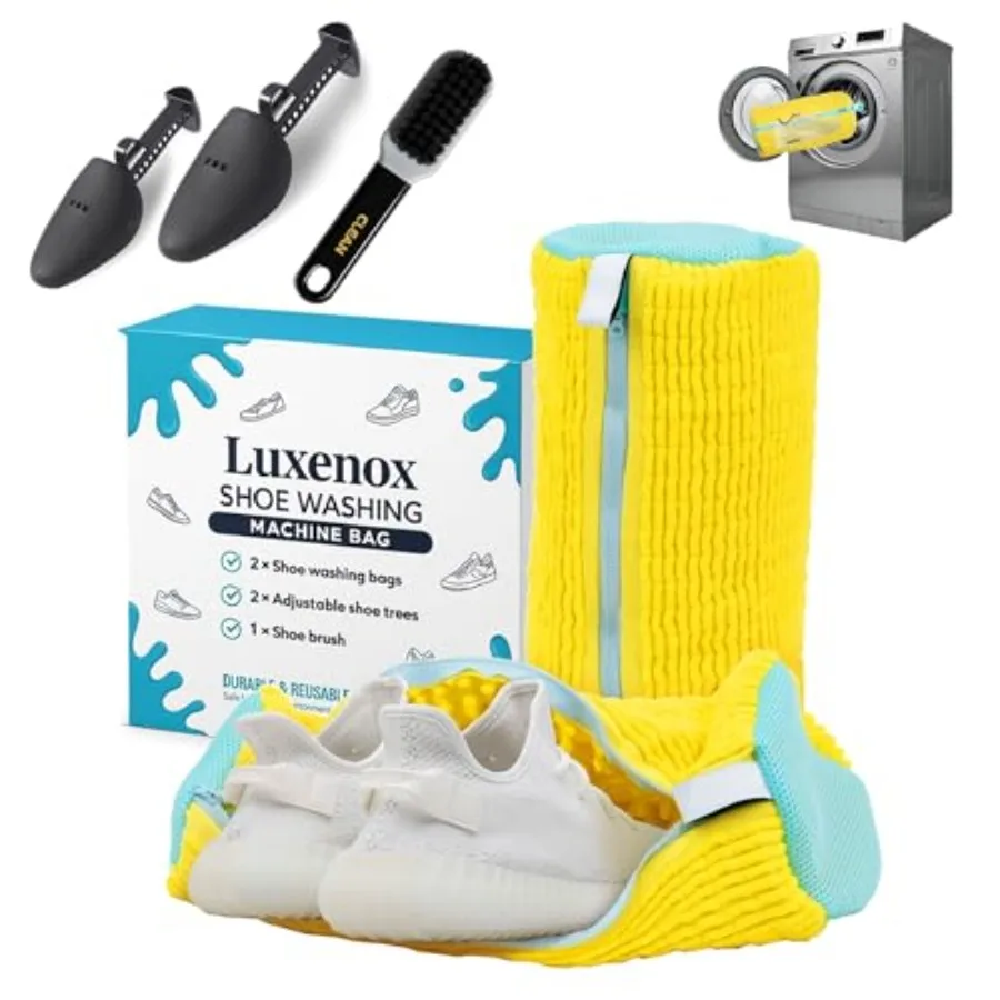 2 Pcs Shoe Washing Machine Bags with 2 Shoe Trees and Brush Reusable Laundry Bags for Sneakers Shoe Bag for Washing Machines Sn
2 Pcs Shoe Washing Machine Bags with 2 Shoe Trees and Brush Reusable Laundry Bags for Sneakers Shoe Bag for Washing Machines Sn