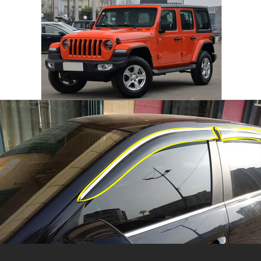 Car Body Styling Sticker Plastic Window Glass Wind Visor Rain/Sun Guard Vent Parts For Jeep Wrangler 2018 2019 2020 2021
Car Body Styling Sticker Plastic Window Glass Wind Visor Rain/Sun Guard Vent Parts For Jeep Wrangler 2018 2019 2020 2021