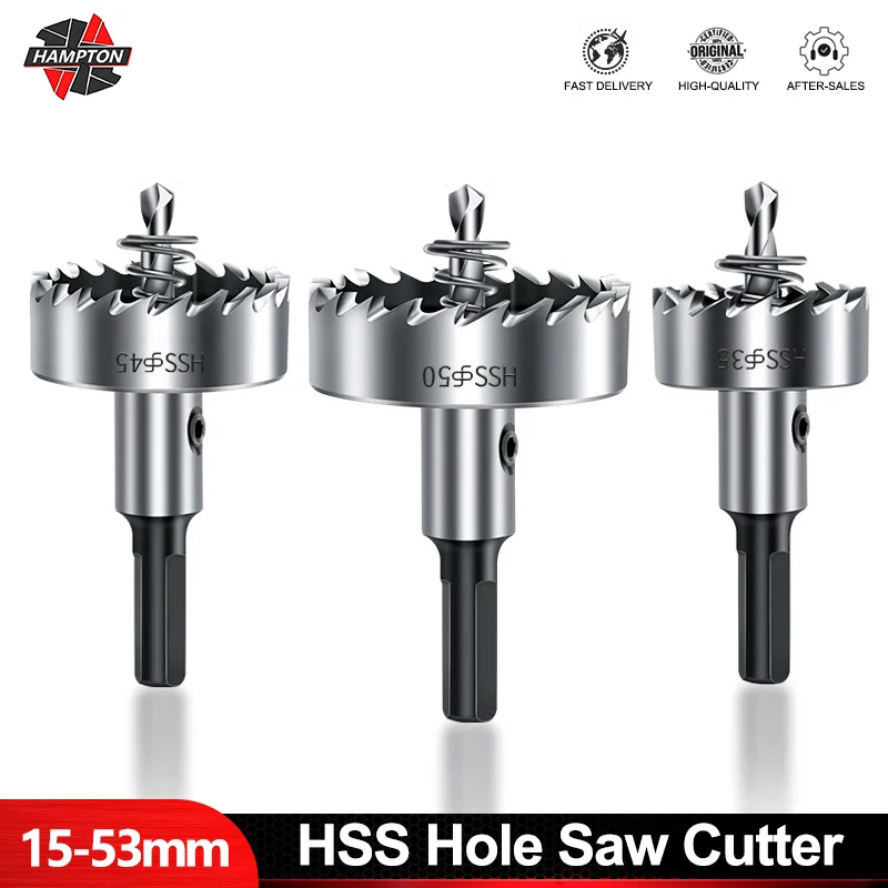 HAMPTON HSS Hole Saw Drill 15-53mm Stainless Steel Hole Opener Hole Saw Drill Bit For Metal Alloy Iron Cutting Drilling Tool
HAMPTON HSS Hole Saw Drill 15-53mm Stainless Steel Hole Opener Hole Saw Drill Bit For Metal Alloy Iron Cutting Drilling Tool