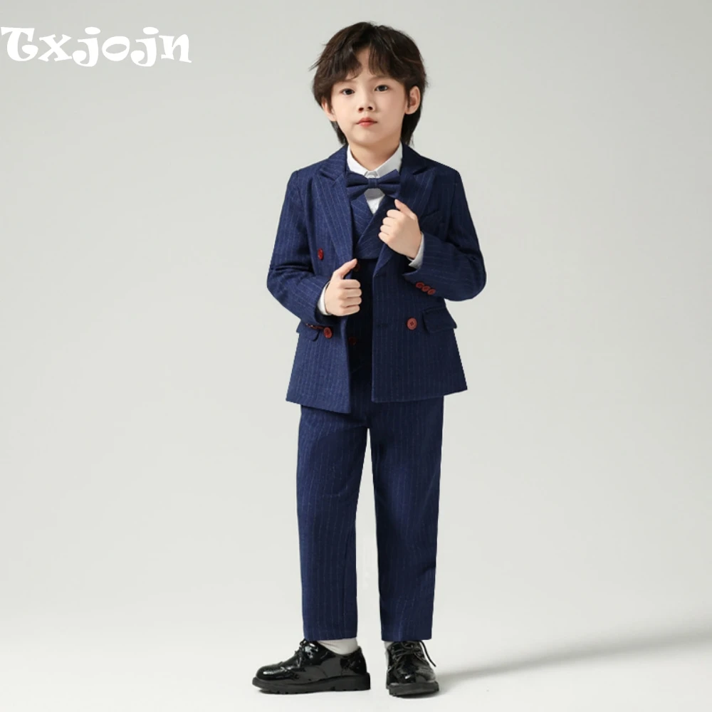 Boys Blue Striped Tuxedo 4 Pieces Formal Party Tuxedo Double Breasted Boys Back-to-school Suit Set Wedding Ring Bearer Outfit
Boys Blue Striped Tuxedo 4 Pieces Formal Party Tuxedo Double Breasted Boys Back-to-school Suit Set Wedding Ring Bearer Outfit