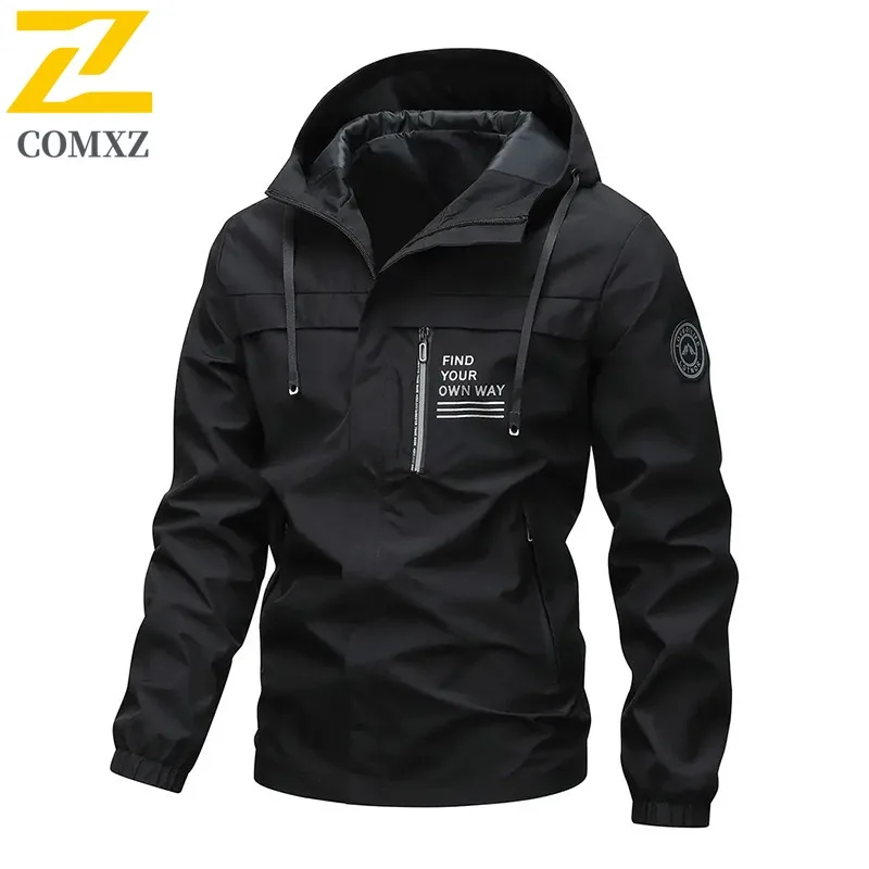 COMXZ Mens Jacket Classic Hooded Mountaineering Windproof Motorcycle Coat Solid Color Design Travel Durable Autumn Outerwear
COMXZ Mens Jacket Classic Hooded Mountaineering Windproof Motorcycle Coat Solid Color Design Travel Durable Autumn Outerwear
