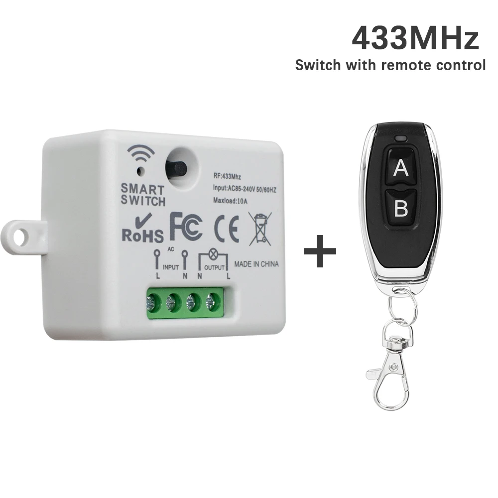 AC 85-240V 433.92MHz Smart RF Remote Control Switch 10A Relay Receiver with 2CH Remote Control for Garage Door Gate Opener Light
AC 85-240V 433.92MHz Smart RF Remote Control Switch 10A Relay Receiver with 2CH Remote Control for Garage Door Gate Opener Light