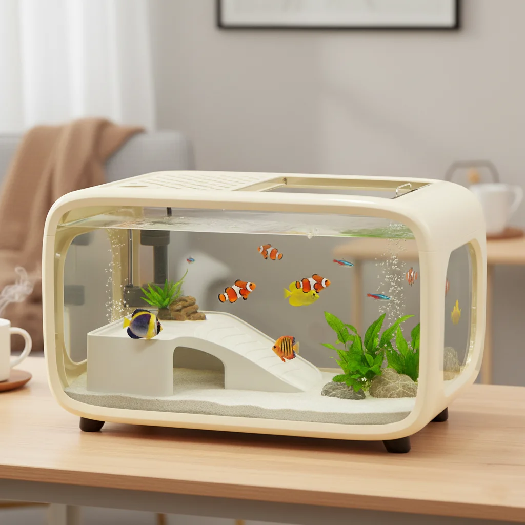 Desktop Aquarium with Lid, Transparent Plastic Goldfish Tank for Living Room, Landscape Decoration for Small Fish/Turtles
Desktop Aquarium with Lid, Transparent Plastic Goldfish Tank for Living Room, Landscape Decoration for Small Fish/Turtles