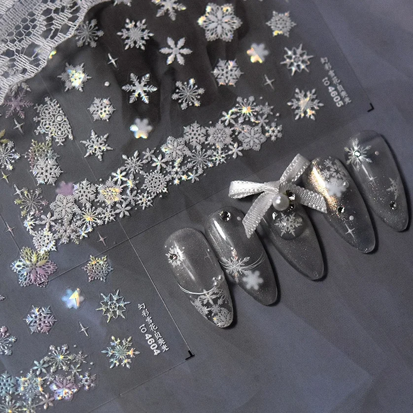 Winter Gold Stamped Romantic White Pink Snowflakes Colourful Starburst Self Adhesive Nail Art Stickers Christmas Manicure Decals
Winter Gold Stamped Romantic White Pink Snowflakes Colourful Starburst Self Adhesive Nail Art Stickers Christmas Manicure Decals