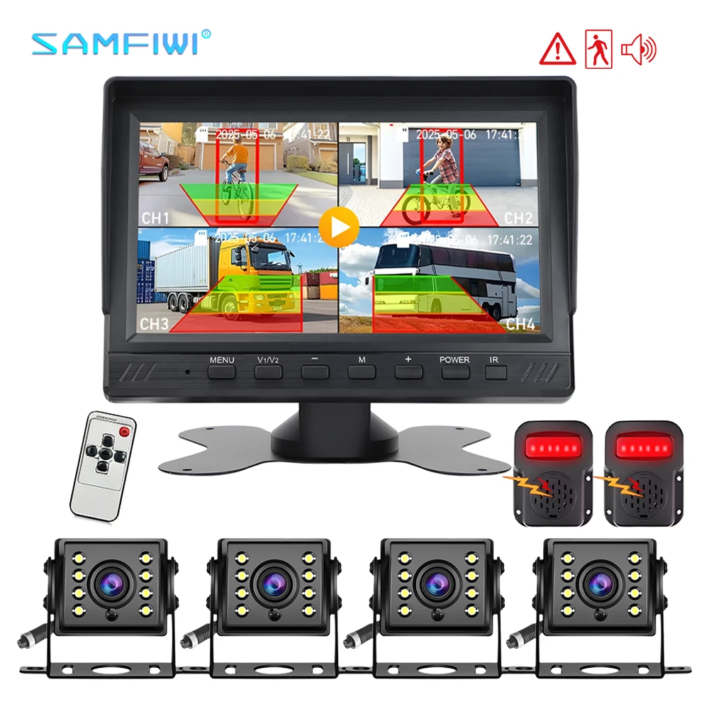 BSD AI Smart Blind Spot Radar Alarm 7" AHD 4CH Split Screen DVR Monitor IR Night Vision Camera For Truck Bus RV Van SUV Trailer
BSD AI Smart Blind Spot Radar Alarm 7" AHD 4CH Split Screen DVR Monitor IR Night Vision Camera For Truck Bus RV Van SUV Trailer
