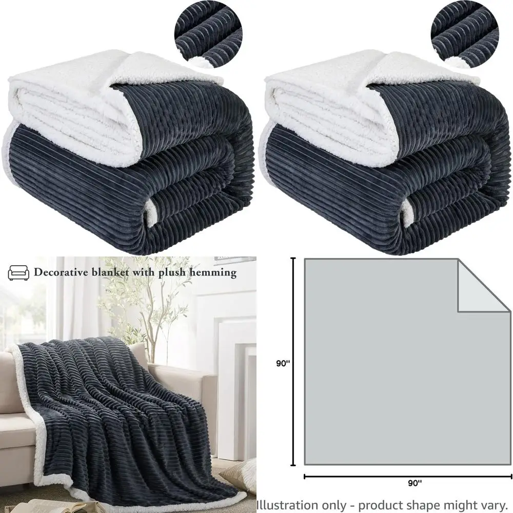 Queen Size Sherpa Fleece Blanket, Ultra Soft Plush, Cozy Fluffy Velvet, Reversible Luxurious Throw, 90x90, Dark Grey
Queen Size Sherpa Fleece Blanket, Ultra Soft Plush, Cozy Fluffy Velvet, Reversible Luxurious Throw, 90x90, Dark Grey