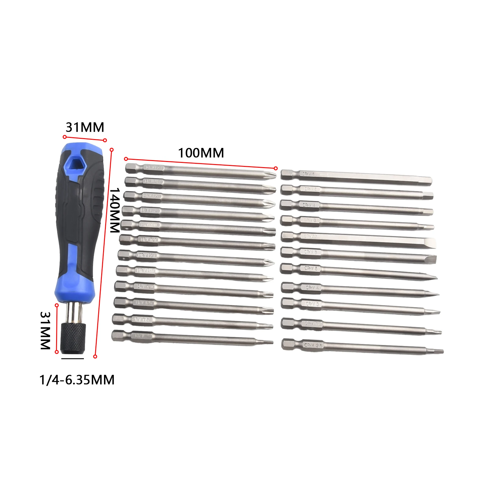 Reliable Performance, 24PCS Screwdriver Bit Set for Electric Screwdrivers and Drills, Quick Release Magnetic Bit Holder Adapter
Reliable Performance, 24PCS Screwdriver Bit Set for Electric Screwdrivers and Drills, Quick Release Magnetic Bit Holder Adapter