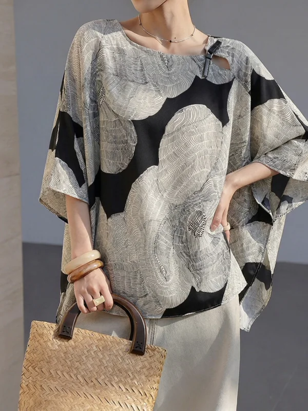 Elegant Batwing Sleeve Short Sleeve Shirt Women's Summer New Loose Belly Covering Fashionable Top Korean Style Commute Wind
Elegant Batwing Sleeve Short Sleeve Shirt Women's Summer New Loose Belly Covering Fashionable Top Korean Style Commute Wind