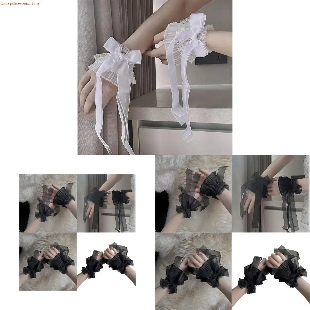 F92D 2PCS Stretchable Lace Sleeve Covers Bows Decors Women's Lace Wrist Cuffs For Dance Performances And Themed Parties
F92D 2PCS Stretchable Lace Sleeve Covers Bows Decors Women's Lace Wrist Cuffs For Dance Performances And Themed Parties