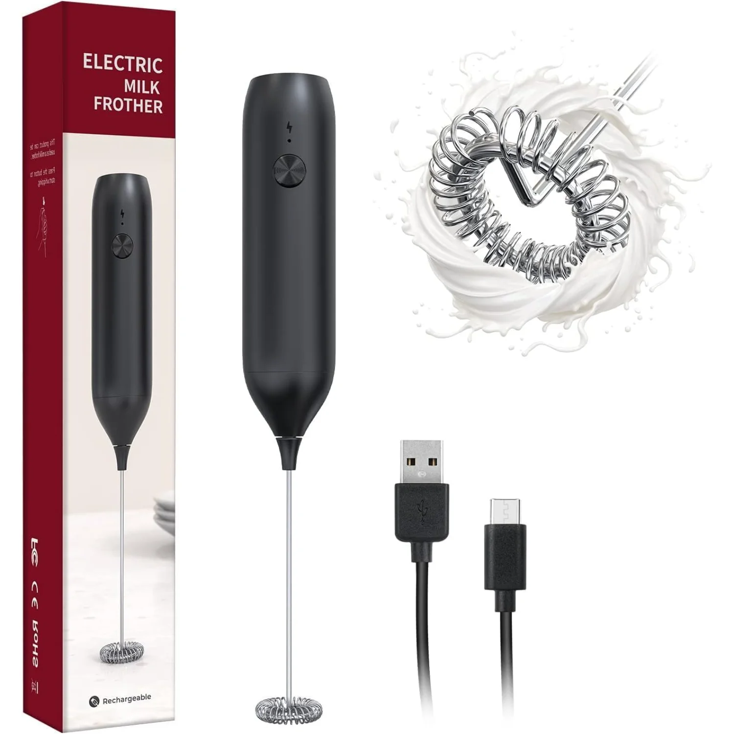 Milk Frother , Rechargeable Frother Hand Frother Frother Foam Maker Wand Whisk Drink Mixer for Coffee, Lattes, Cappuccino, Fra
Milk Frother , Rechargeable Frother Hand Frother Frother Foam Maker Wand Whisk Drink Mixer for Coffee, Lattes, Cappuccino, Fra