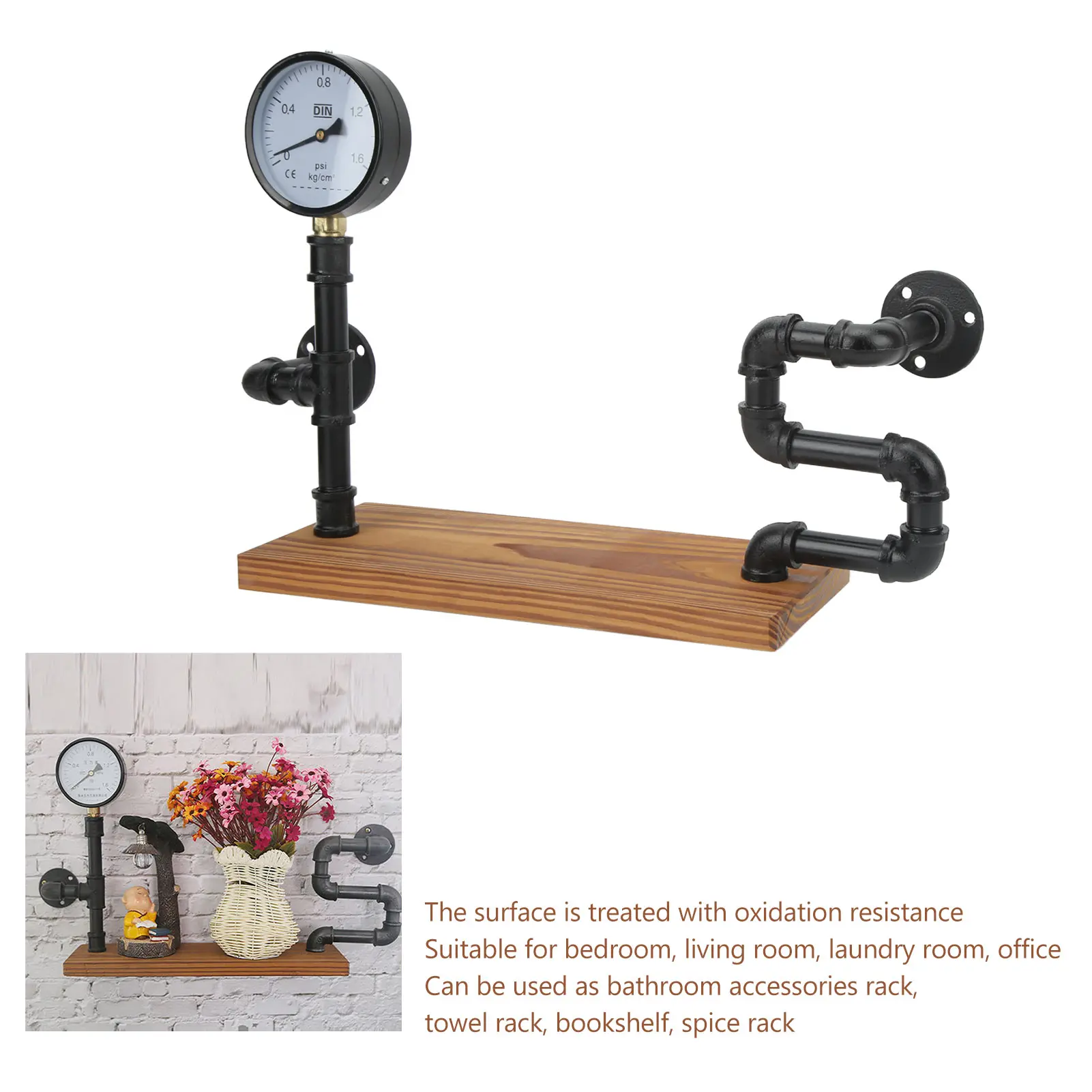 Hanging Storage Rack Malleable Steel Carbonized Wood Easy Installation Wrought Iron Wall Shelf Wide Application for Bathroom
Hanging Storage Rack Malleable Steel Carbonized Wood Easy Installation Wrought Iron Wall Shelf Wide Application for Bathroom