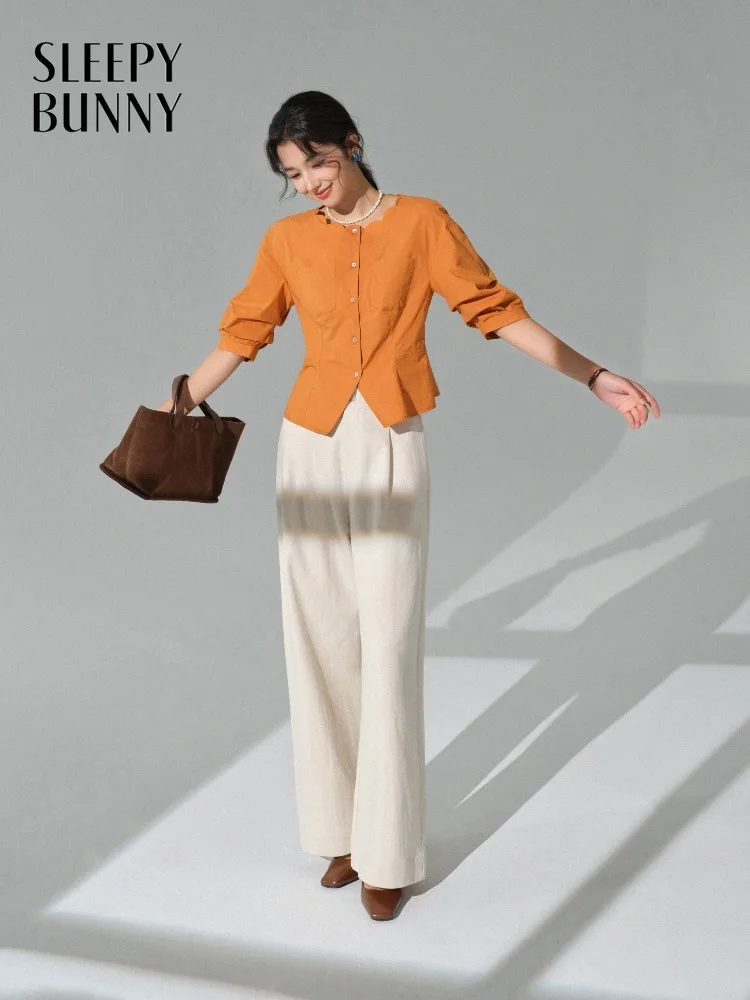 Cotton Shirt Elegant Casual Slim Blouse 3/4 Sleeve Top Button Down Waist Fitted Loose Shoulder Autumn Fashion Office Daily Wear
Cotton Shirt Elegant Casual Slim Blouse 3/4 Sleeve Top Button Down Waist Fitted Loose Shoulder Autumn Fashion Office Daily Wear