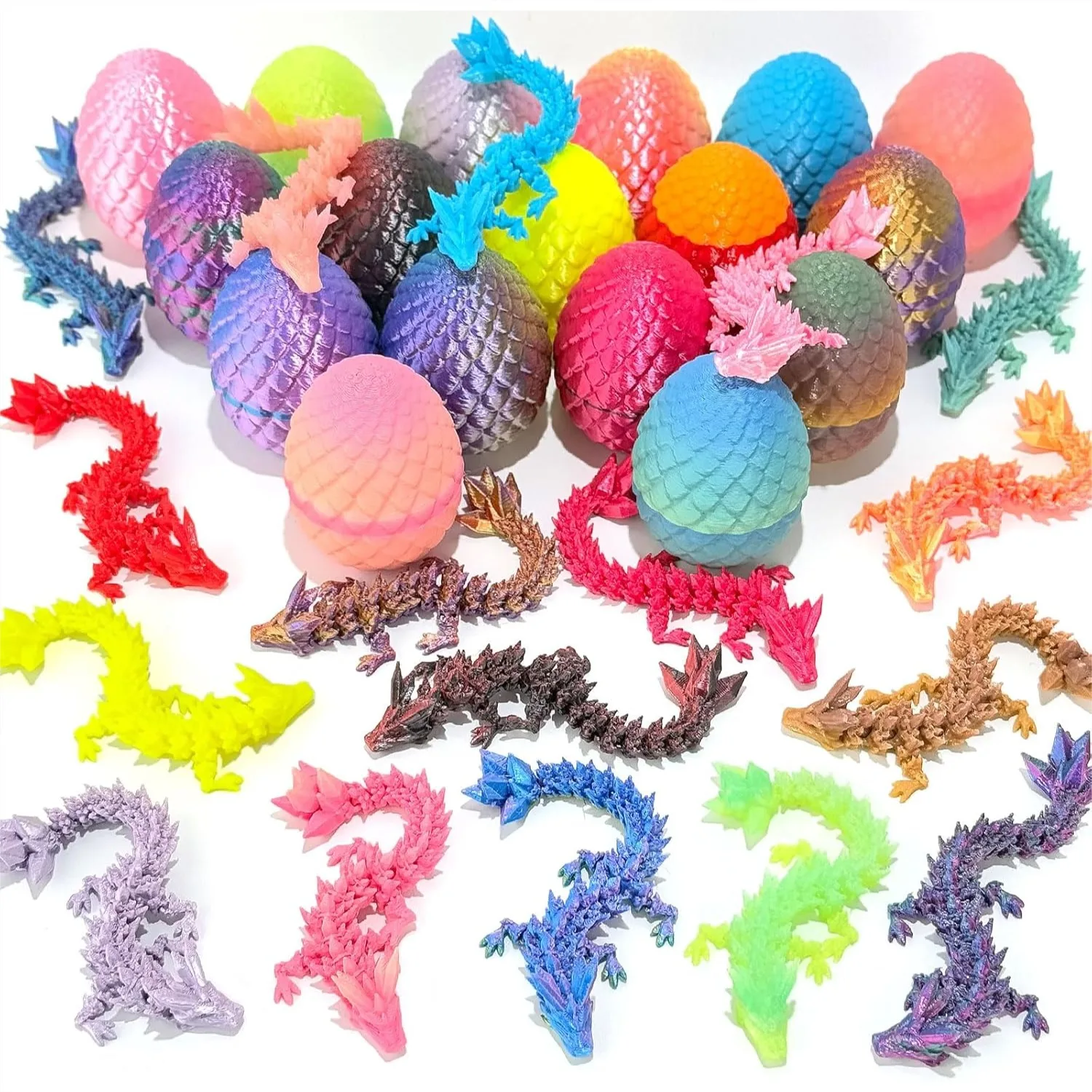 12 Pcs 3D Printed Dragon Eggs with Articulated Dragon Inside, Mystery Fidget Egg Set for Desk Decor and Gifts
12 Pcs 3D Printed Dragon Eggs with Articulated Dragon Inside, Mystery Fidget Egg Set for Desk Decor and Gifts