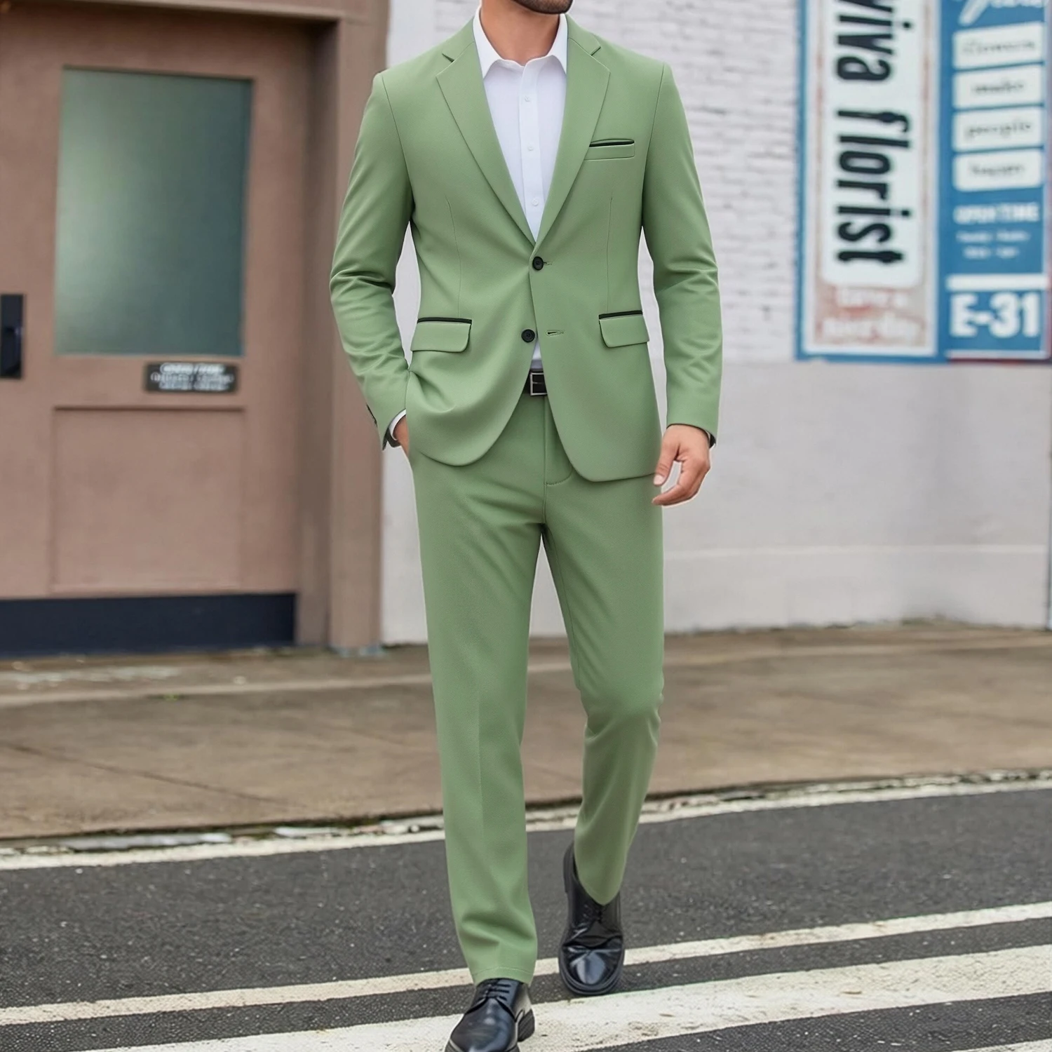 Men's Casual Two-Piece Suit Set Two Buttons Fruit Green Color Leisure Fashion Men's Clothing Two-Piece Suit Set
Men's Casual Two-Piece Suit Set Two Buttons Fruit Green Color Leisure Fashion Men's Clothing Two-Piece Suit Set