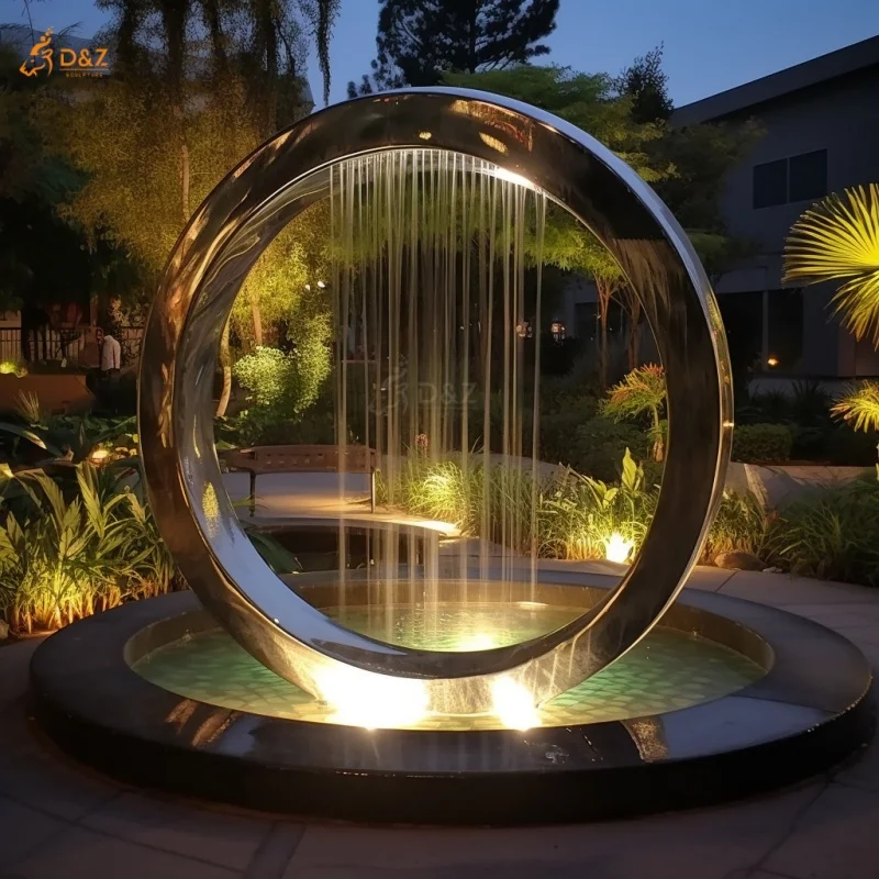 Outdoor Garden Decorate Mirror Art Modern Large Metal Led Light Ring Water Fountain Stainless Steel Circle Waterfall Fountain
Outdoor Garden Decorate Mirror Art Modern Large Metal Led Light Ring Water Fountain Stainless Steel Circle Waterfall Fountain