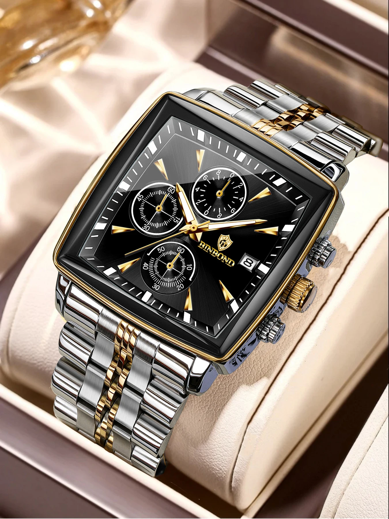 Мужские наручные часы со светящимся календарем, водонепроницаемый квадратный циферблат 30 м, кварцевые часы из нержавеющей стали, модные мужские деловые часы 911
Мужские наручные часы со светящимся календарем, водонепроницаемый квадратный циферблат 30 м, кварцевые часы из нержавеющей стали, модные мужские деловые часы 911