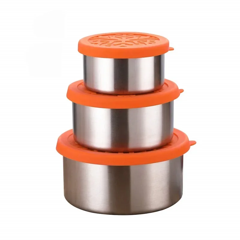 Set of 3 Stainless Steel Food Storage Containers With Leak-Proof Silicone Lids BPA Free kids' food containers
Set of 3 Stainless Steel Food Storage Containers With Leak-Proof Silicone Lids BPA Free kids' food containers