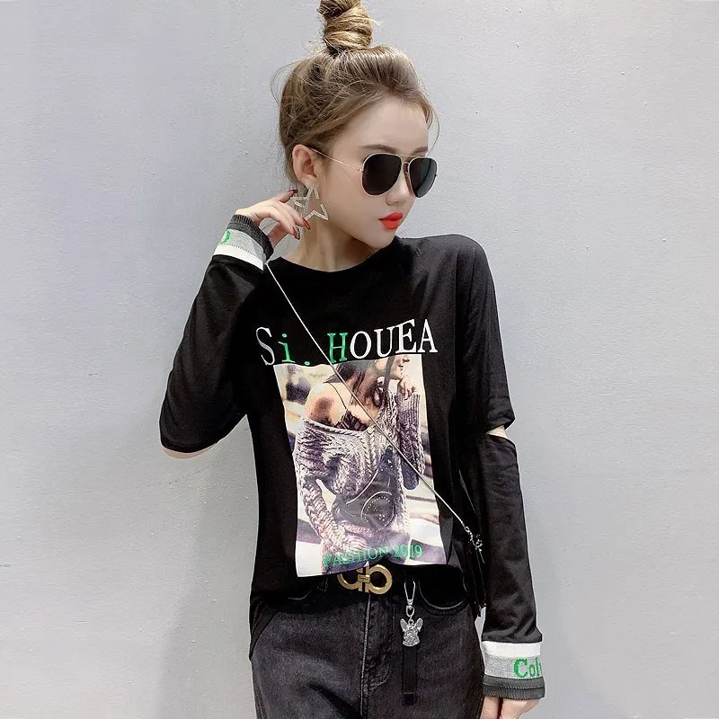 White Black Hip Hp T Shirt Women Print O Neck Cotton Streetwear T-shirt Female Long Sleeved Harajuku Loose Spring Autumn
White Black Hip Hp T Shirt Women Print O Neck Cotton Streetwear T-shirt Female Long Sleeved Harajuku Loose Spring Autumn