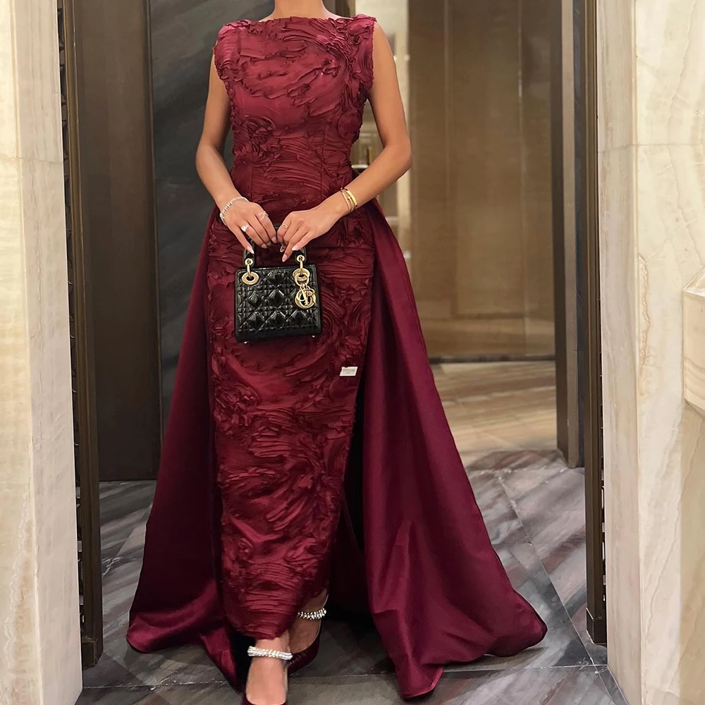 Customized Temperament Pleat Crew Neck Ankle Length Evening Dress Straight Satin Sleeveless Sweep Train Vestidos Para Mujer
Customized Temperament Pleat Crew Neck Ankle Length Evening Dress Straight Satin Sleeveless Sweep Train Vestidos Para Mujer