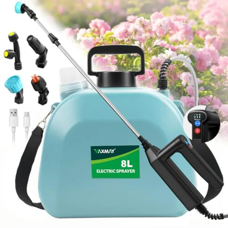 Battery Powered Sprayer 2 Gallon, 2026 Upgrade Electric Sprayer with 3 Adjustable Speed, Battery Indicator, 4 Mist Nozzles, Rec
Battery Powered Sprayer 2 Gallon, 2026 Upgrade Electric Sprayer with 3 Adjustable Speed, Battery Indicator, 4 Mist Nozzles, Rec