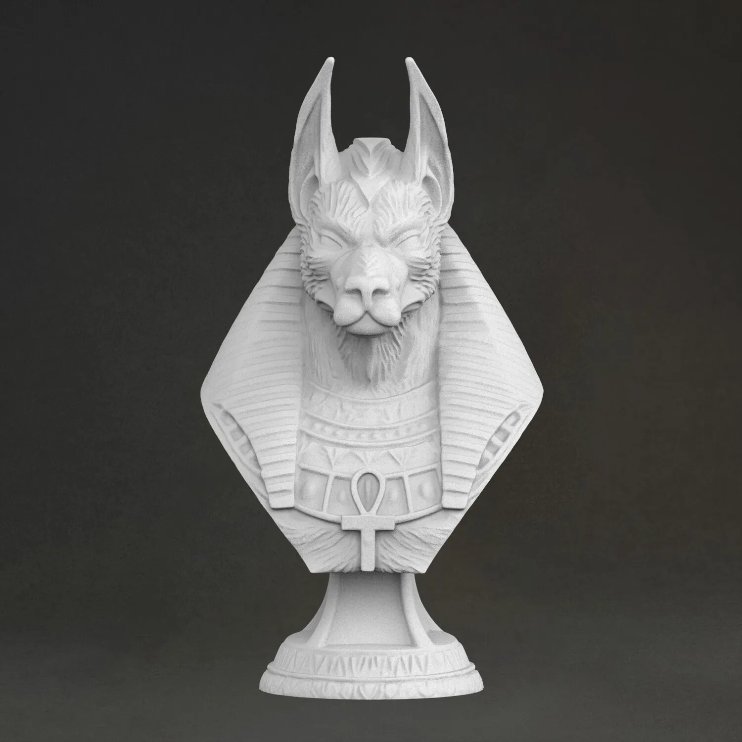 "Bust of Anubis" sculpture, 3D printed resin, hand-painted, plaster-like statue ornament(work 10 days)
"Bust of Anubis" sculpture, 3D printed resin, hand-painted, plaster-like statue ornament(work 10 days)
